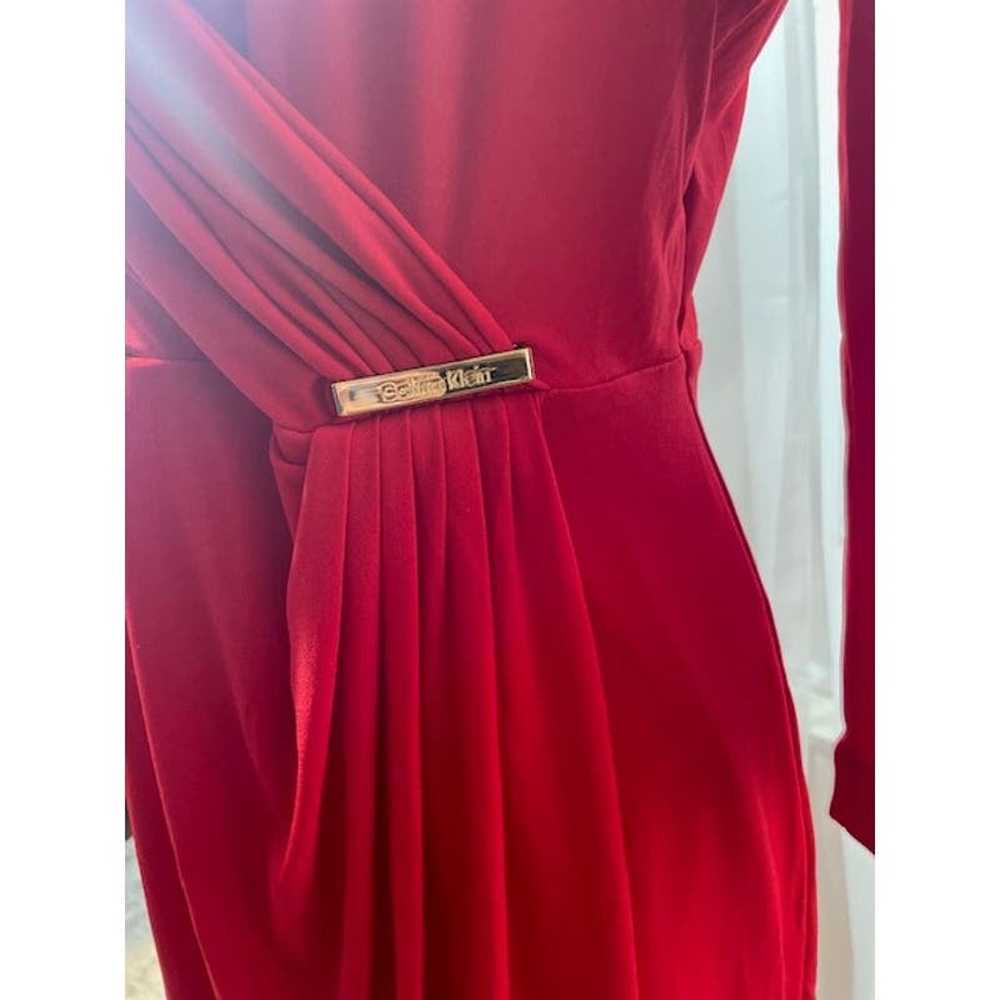 Calvin Klein Size 10 Red Faux Wrap Dress 3/4 Slee… - image 2