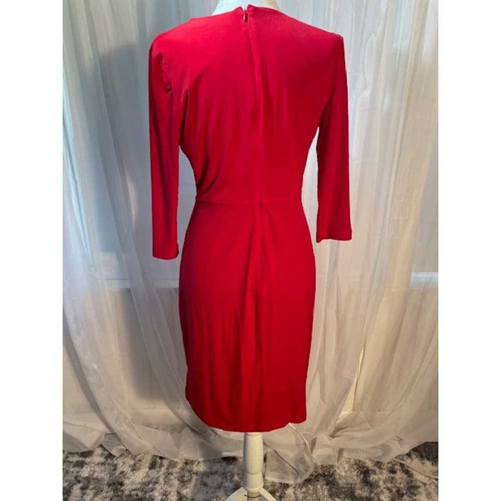 Calvin Klein Size 10 Red Faux Wrap Dress 3/4 Slee… - image 3
