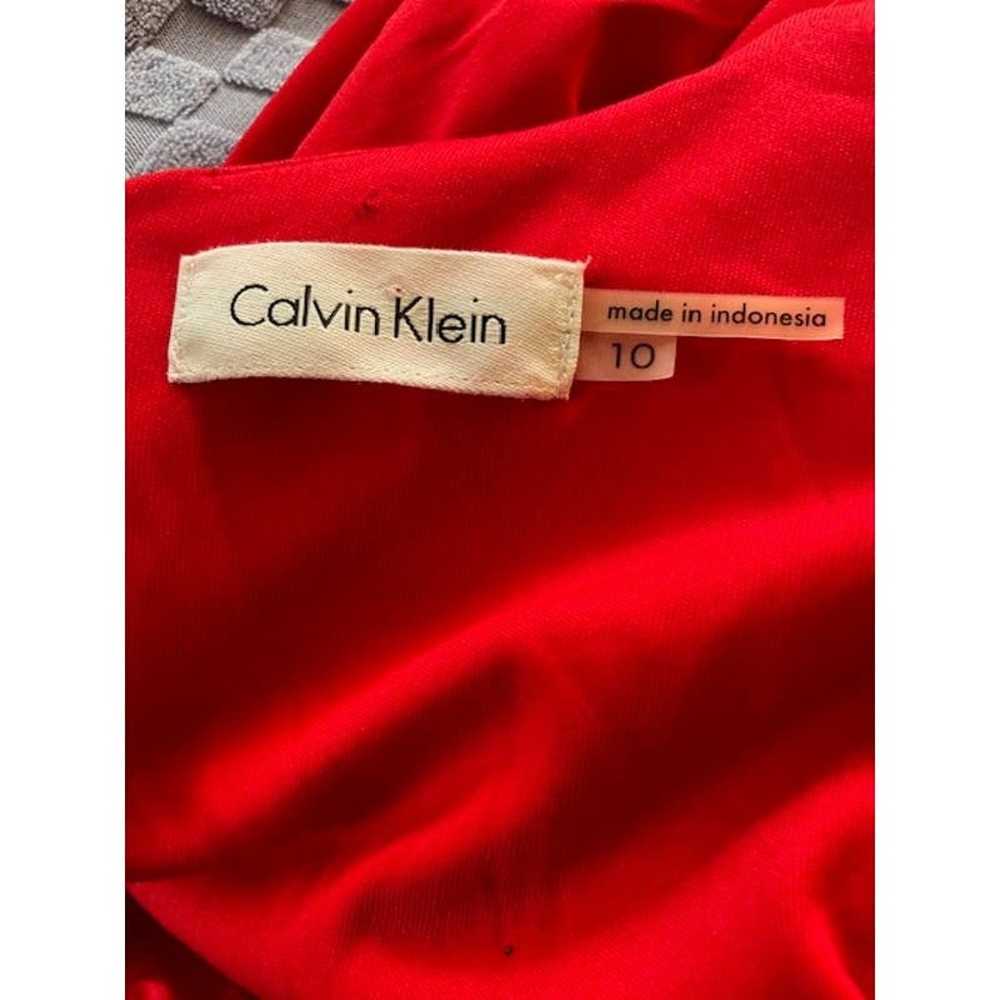 Calvin Klein Size 10 Red Faux Wrap Dress 3/4 Slee… - image 4