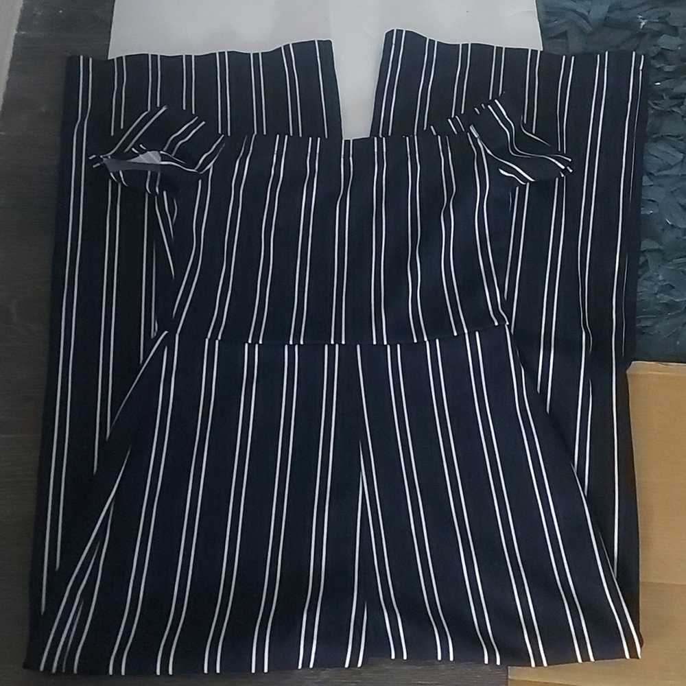 Windsor Cap Sleeve Navy/White Striped Jumpsuit Si… - image 1