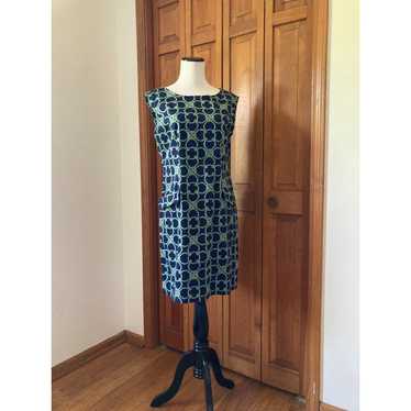 Talbots Blue & Green Print Sheath Dress, Size 8 - image 1
