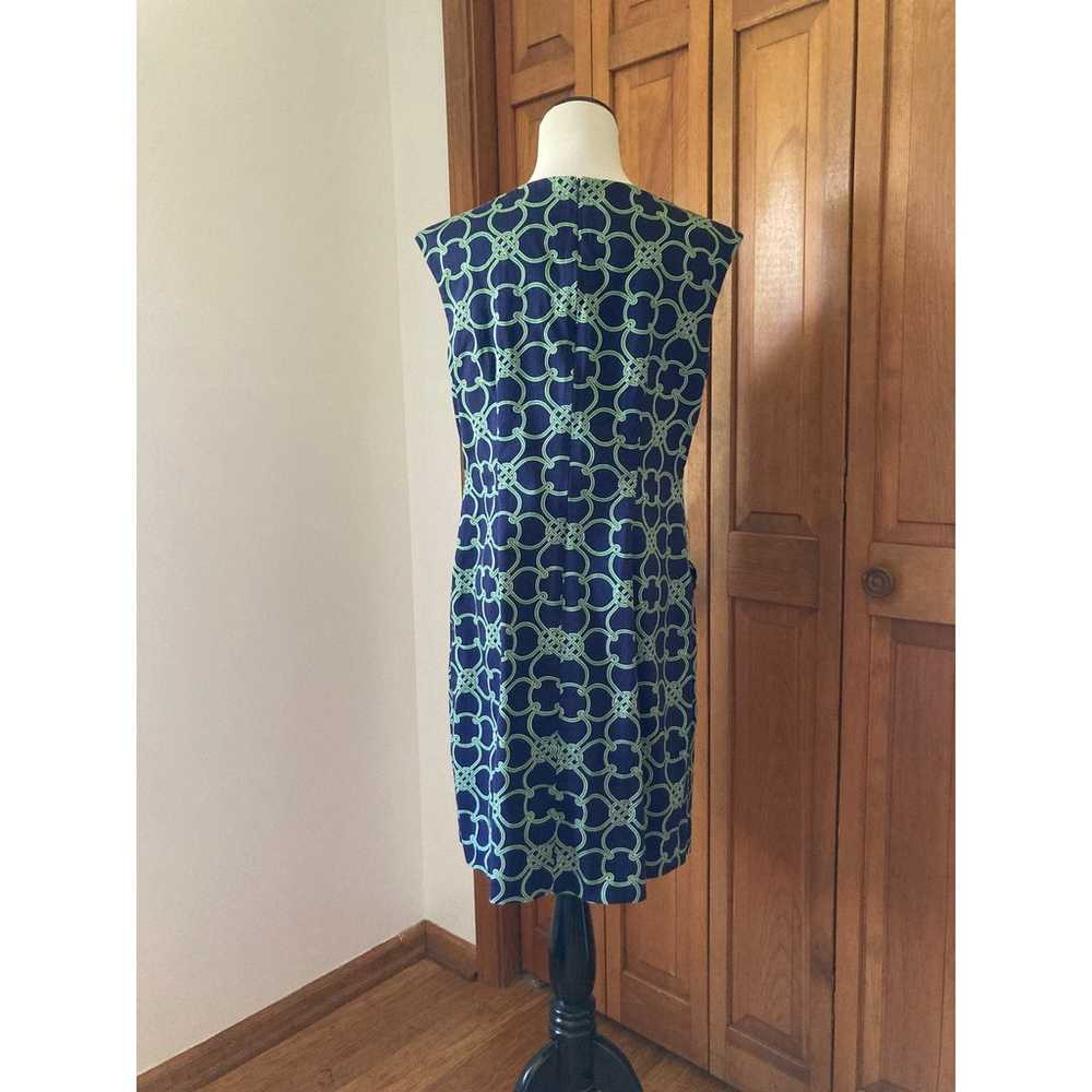 Talbots Blue & Green Print Sheath Dress, Size 8 - image 3