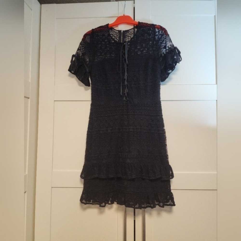Parker Black Mini Lace Dress Medium Wednesday Vib… - image 1
