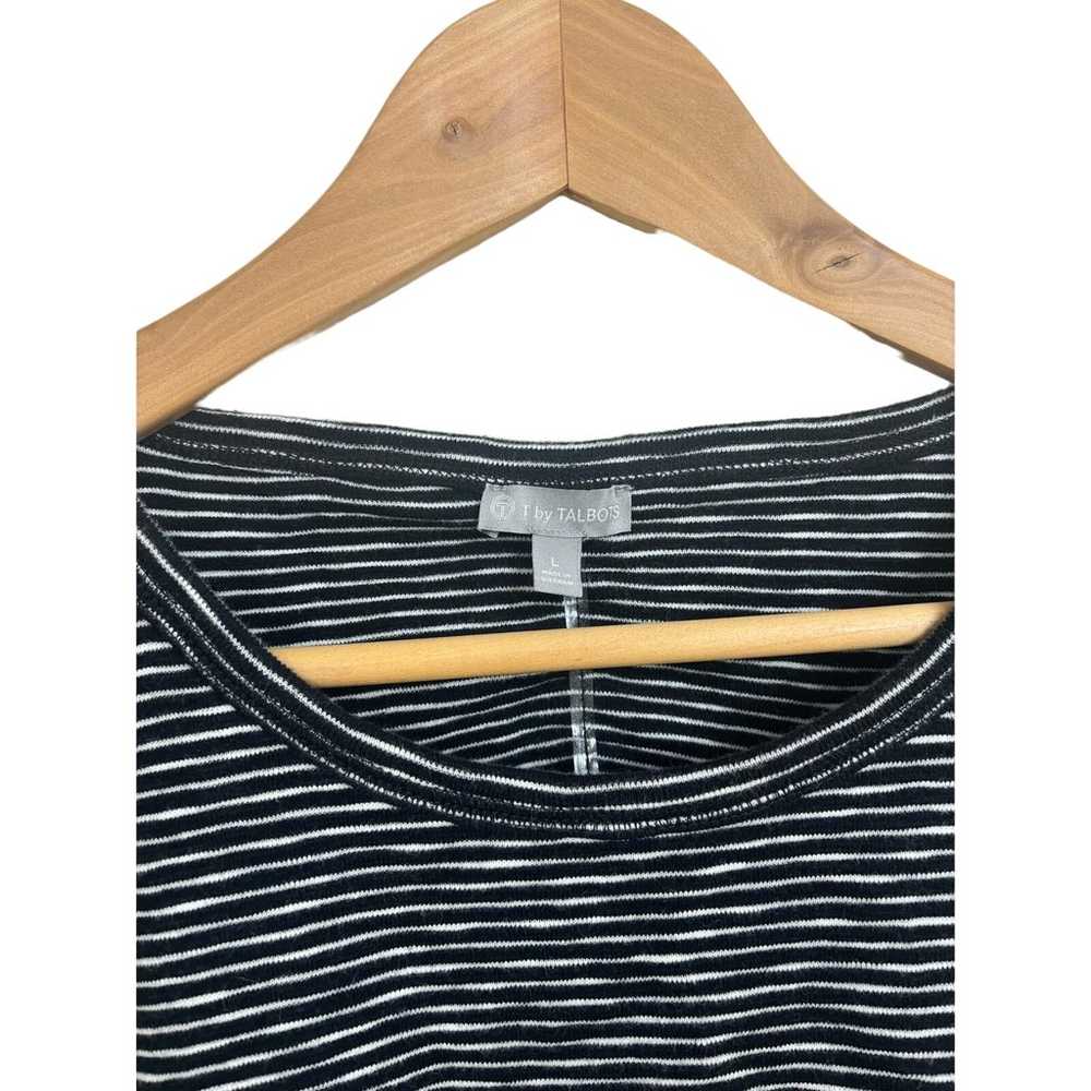 T by Talbots Black and White Striped Shortsleeve … - image 2
