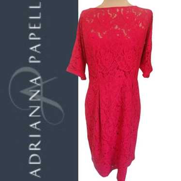 ADRIANNA PAPELL red lace sheath cocktail dress - image 1