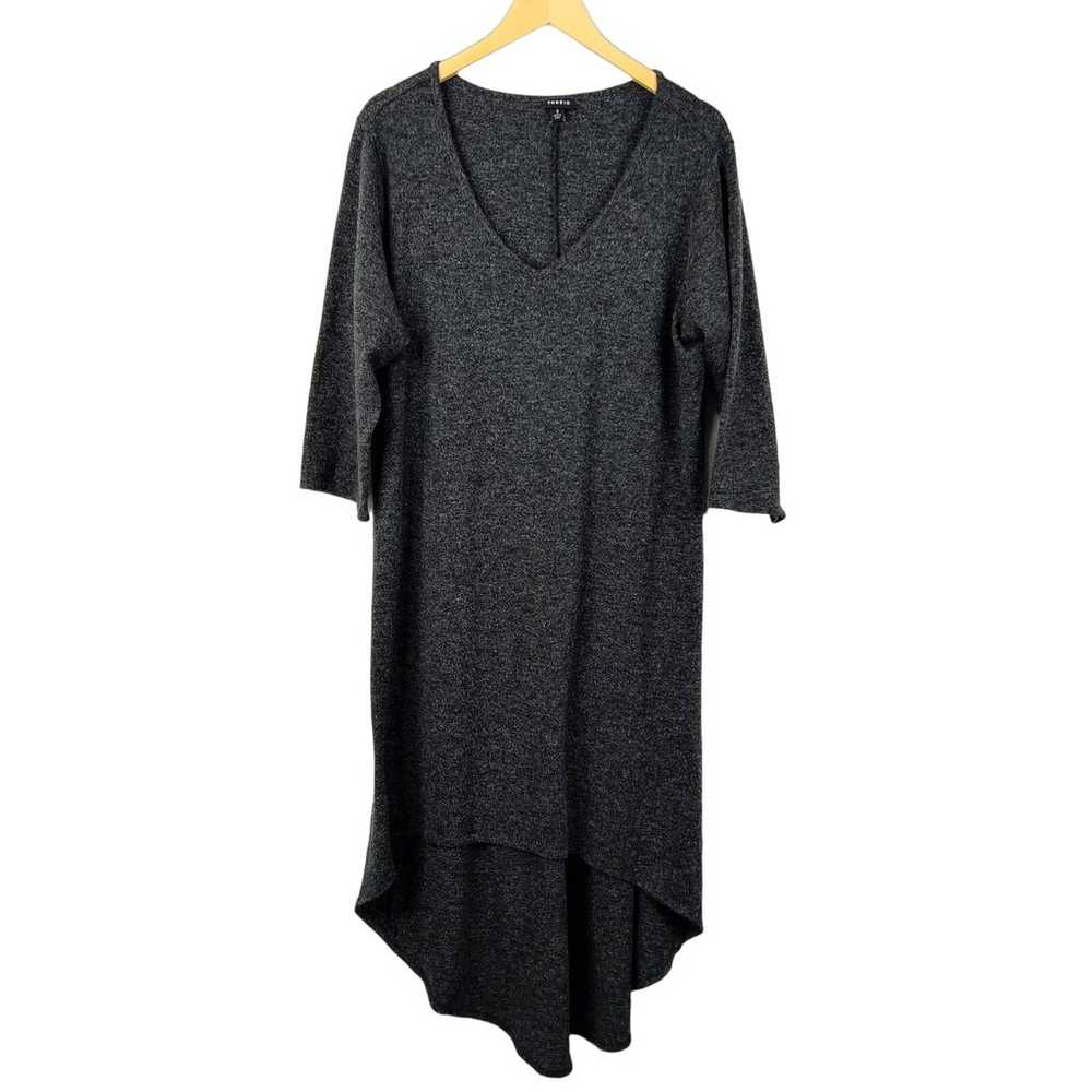 Torrid Sweater Dress Gray Black High Low V Neck 3… - image 1