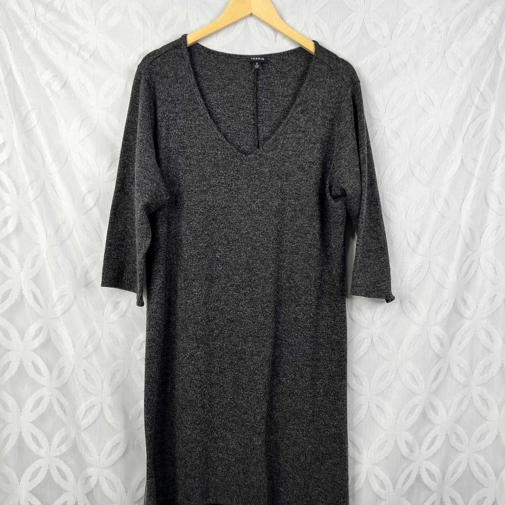 Torrid Sweater Dress Gray Black High Low V Neck 3… - image 2