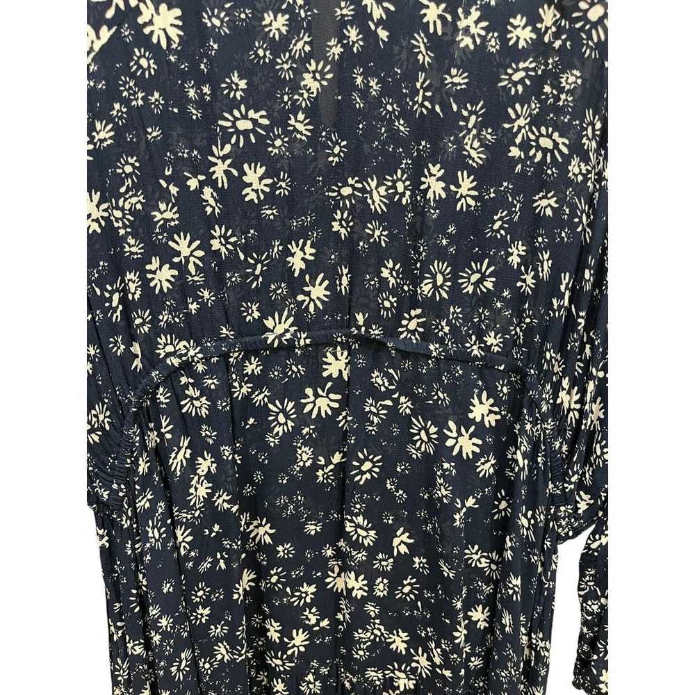 Womens Free People Blue Daisy Sheer Tiered V-neck… - image 4