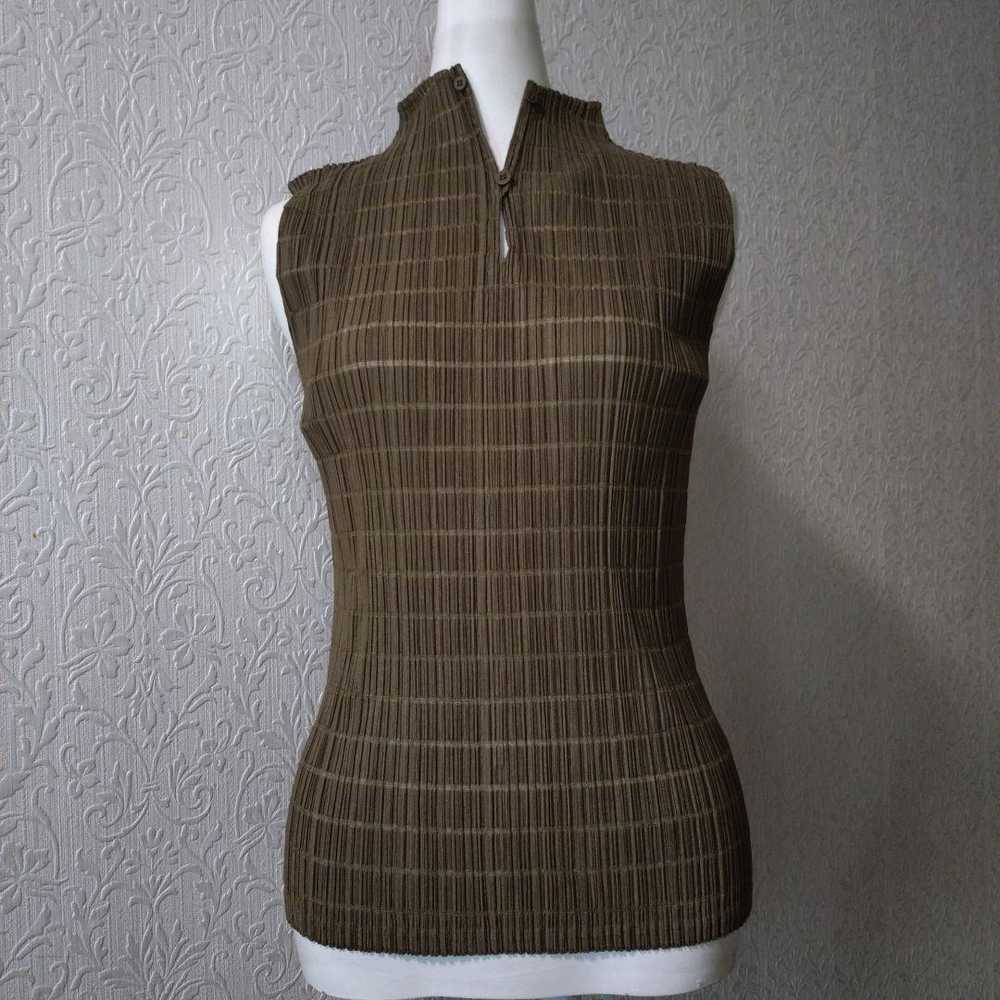 PLEATS PLEASE ISSEY MIYAKE High-Neck Top Brown (P… - image 1