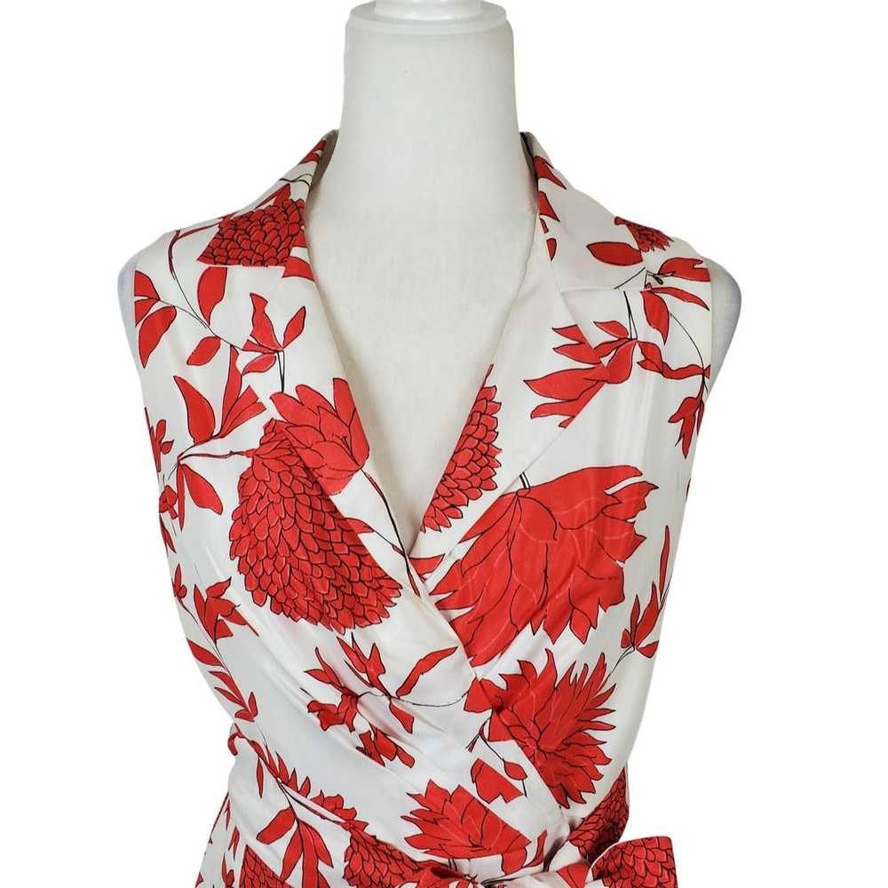 Jessica Howard White Red Floral Collared Pleated … - image 2