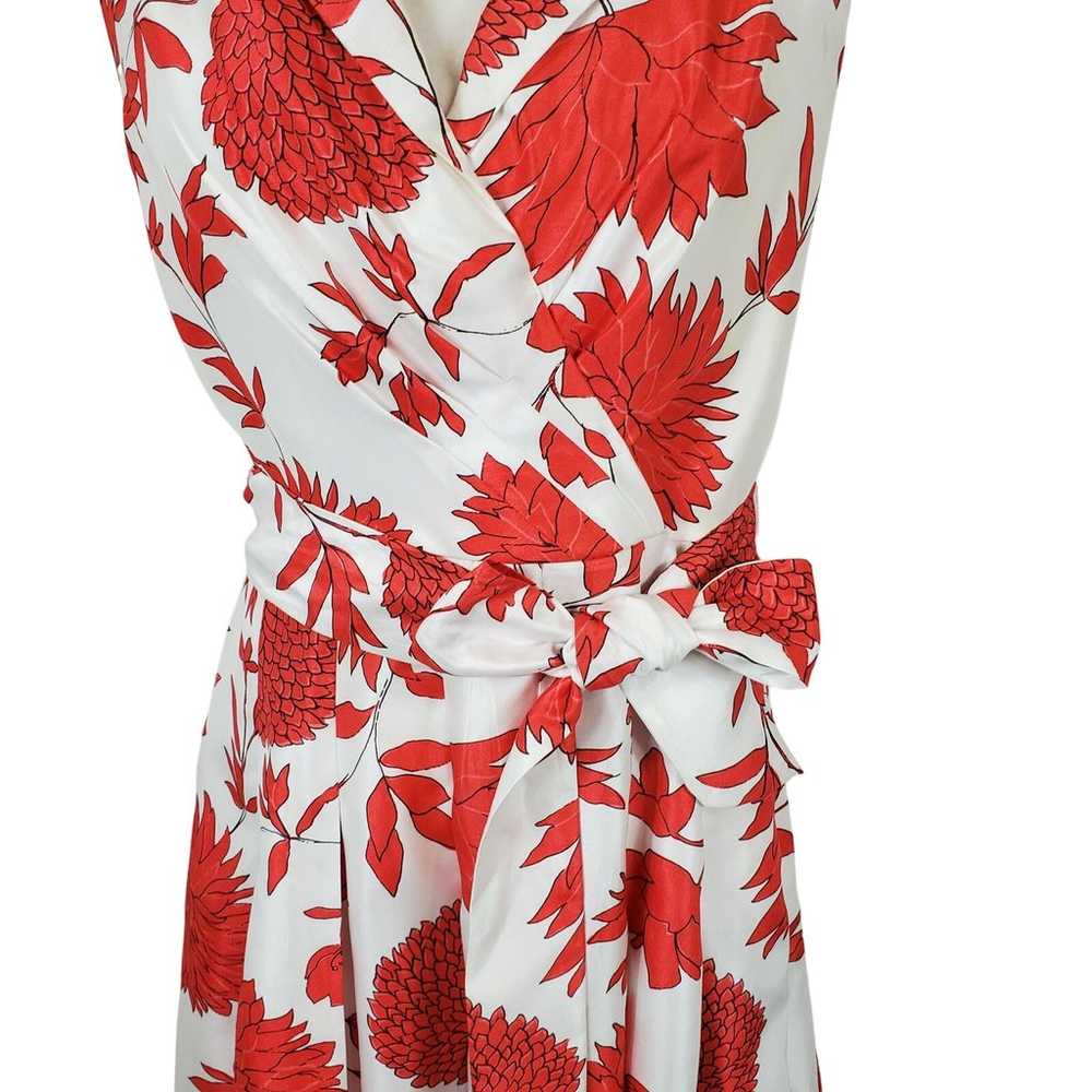 Jessica Howard White Red Floral Collared Pleated … - image 3