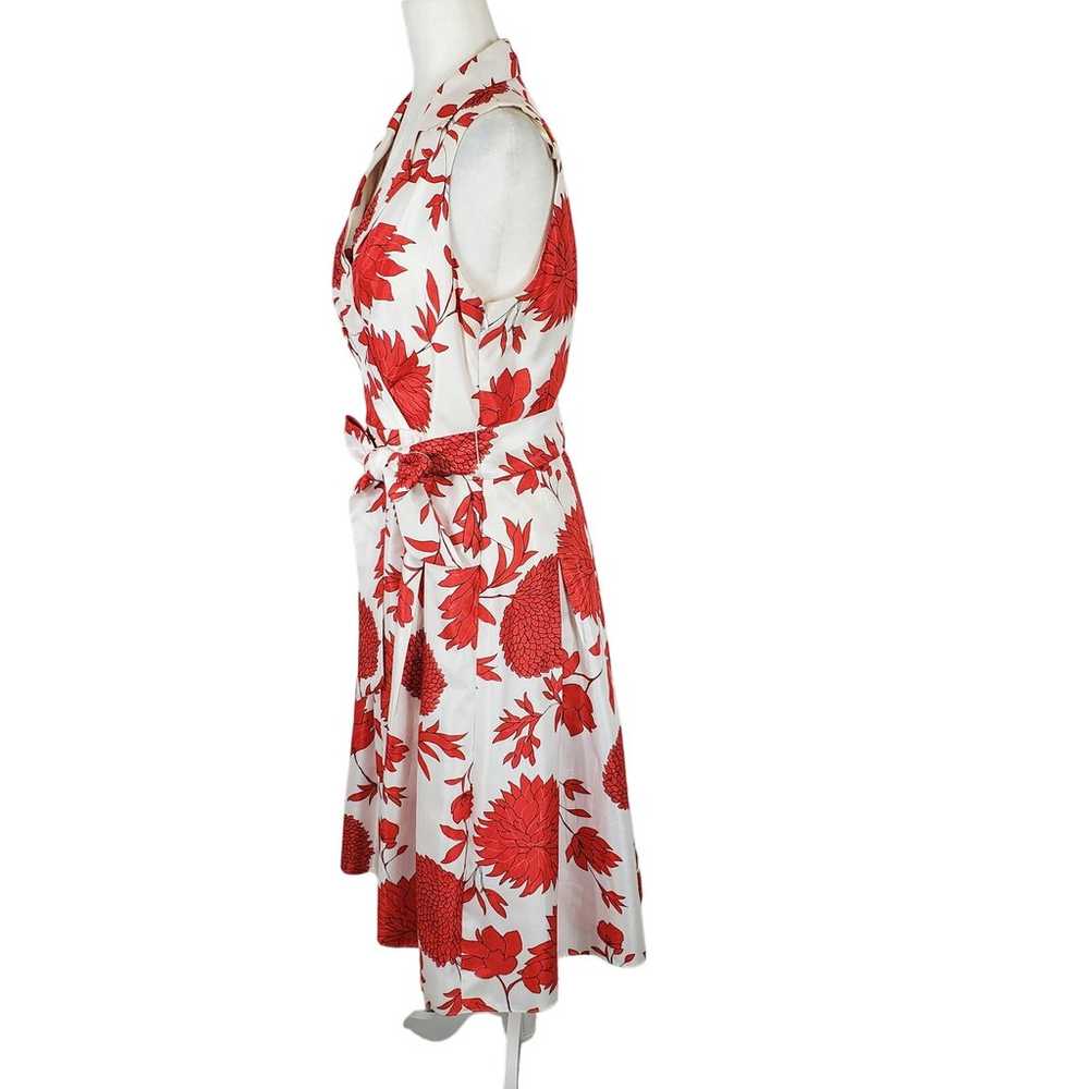 Jessica Howard White Red Floral Collared Pleated … - image 5