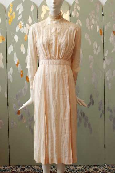 Antique Edwardian Day Dress, Soft blush, Summer Dr