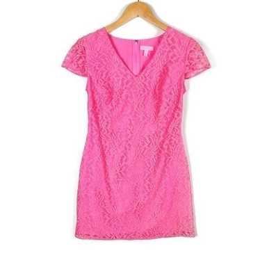 Lilly Pulitzer Erica Lace Dress Pink Mini V Neck … - image 1