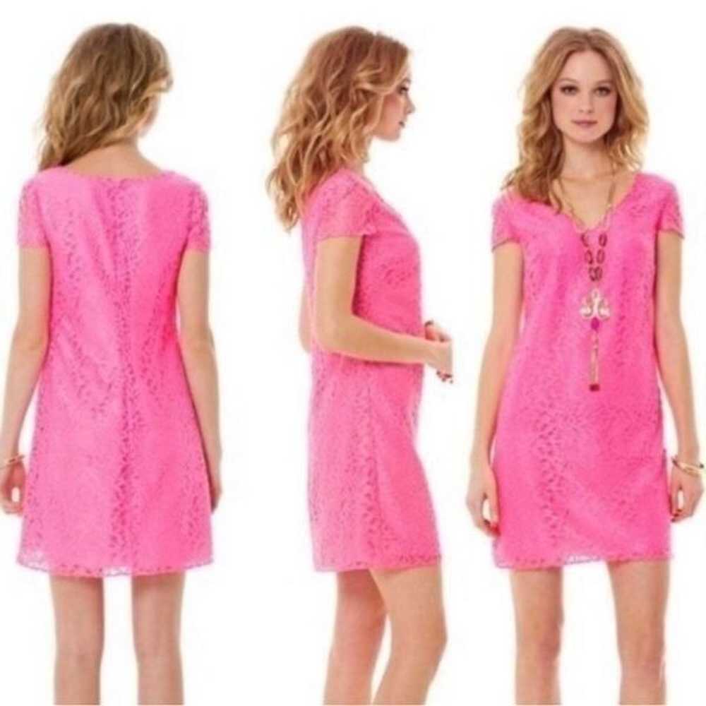 Lilly Pulitzer Erica Lace Dress Pink Mini V Neck … - image 2