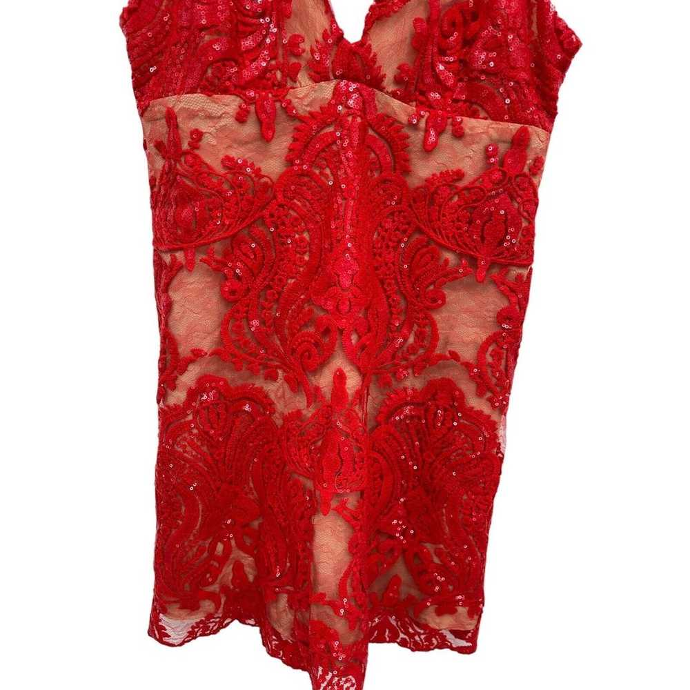 Free People Night Shimmers Dress Red Lace Sequins… - image 2