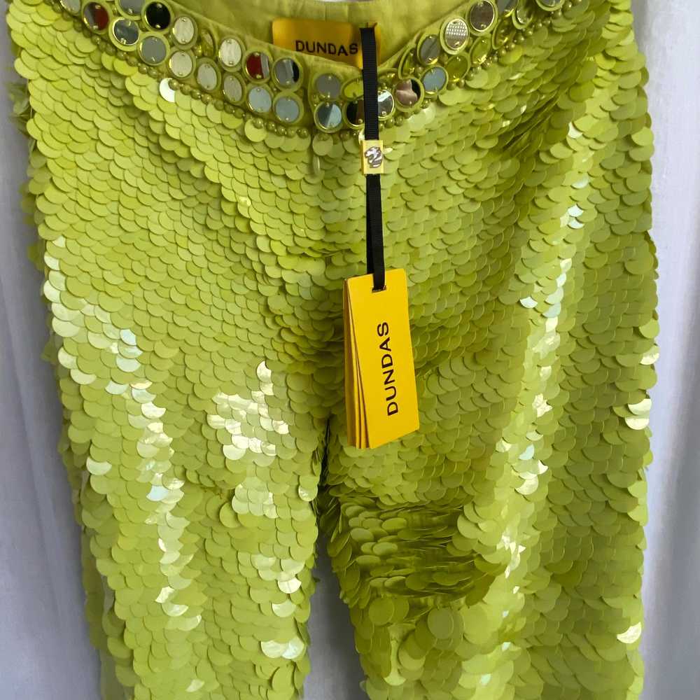 Product Details Dundas Lime Sequin Georgette Trou… - image 2
