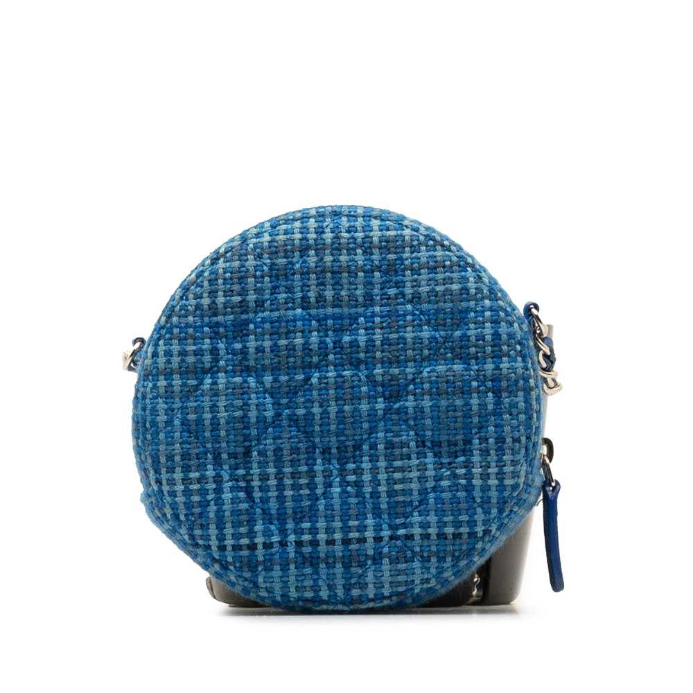 Product Details Chanel Blue Tweed Quilted Round C… - image 3