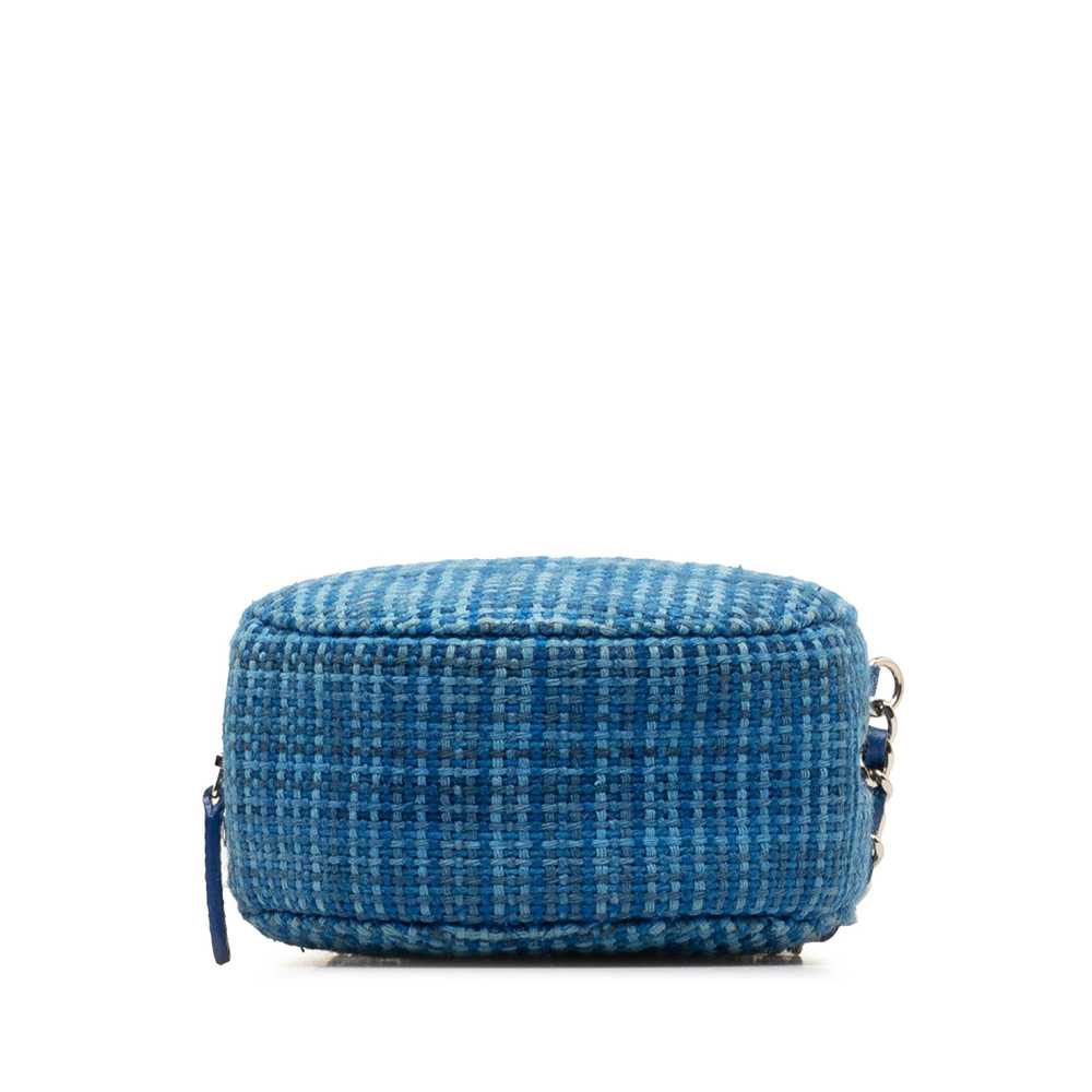 Product Details Chanel Blue Tweed Quilted Round C… - image 4