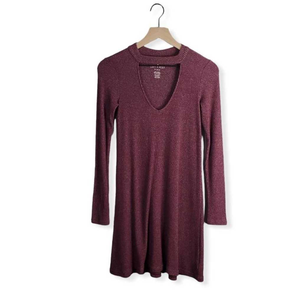 American Eagle Outfitters Burgundy Plush Cutout D… - image 1