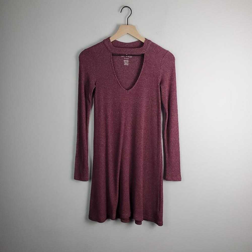 American Eagle Outfitters Burgundy Plush Cutout D… - image 2