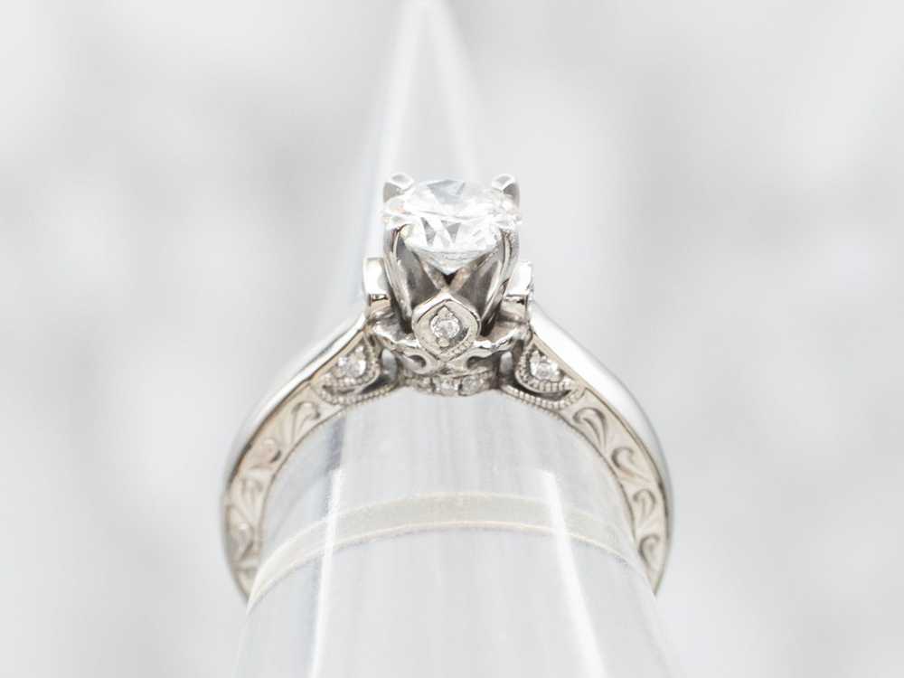 White Gold Diamond Engagement Ring with Diamond A… - image 3