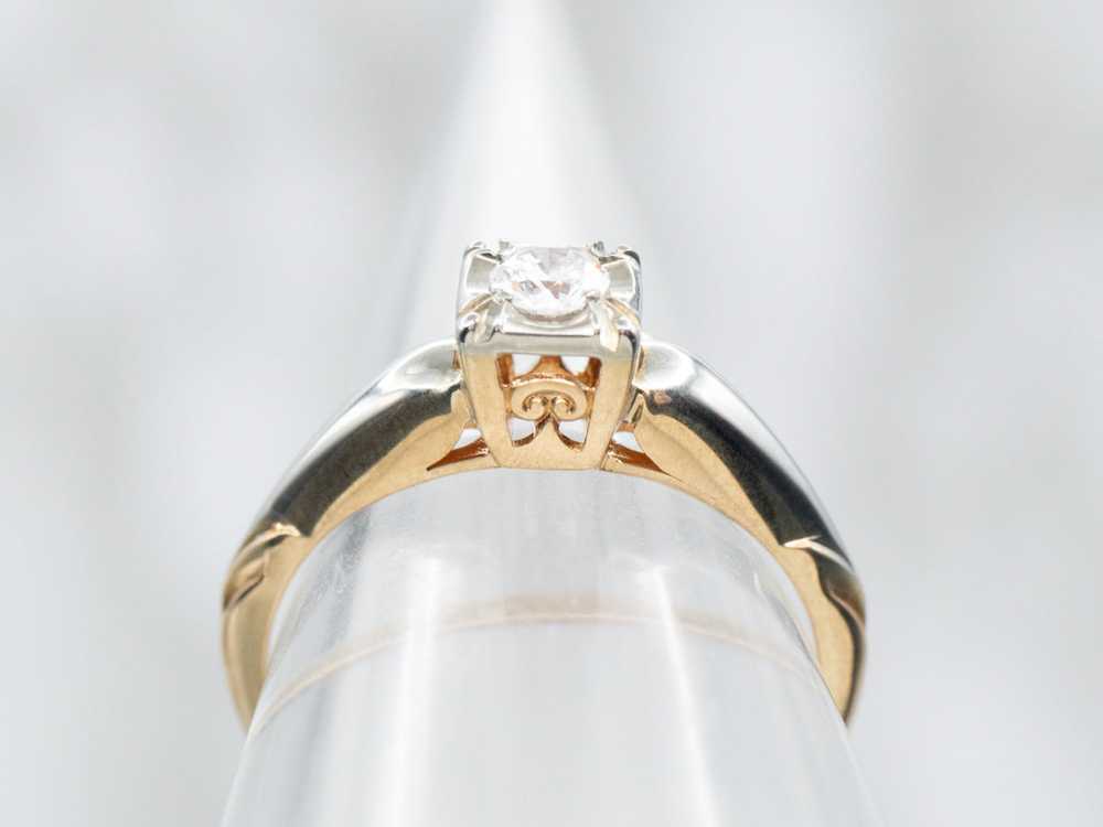 Two Tone Diamond Solitaire Engagement Ring - image 3