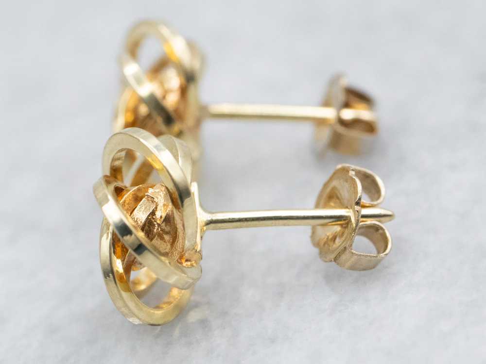 Yellow Gold Knot Stud Earrings - image 3