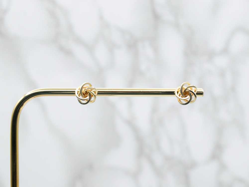 Yellow Gold Knot Stud Earrings - image 4