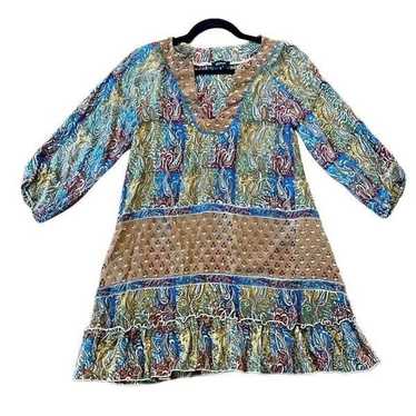 Tolani 100% silk ruffle mini dress size small - image 1