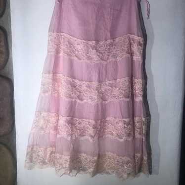 Vintage pink lace below the knee skirt - image 1