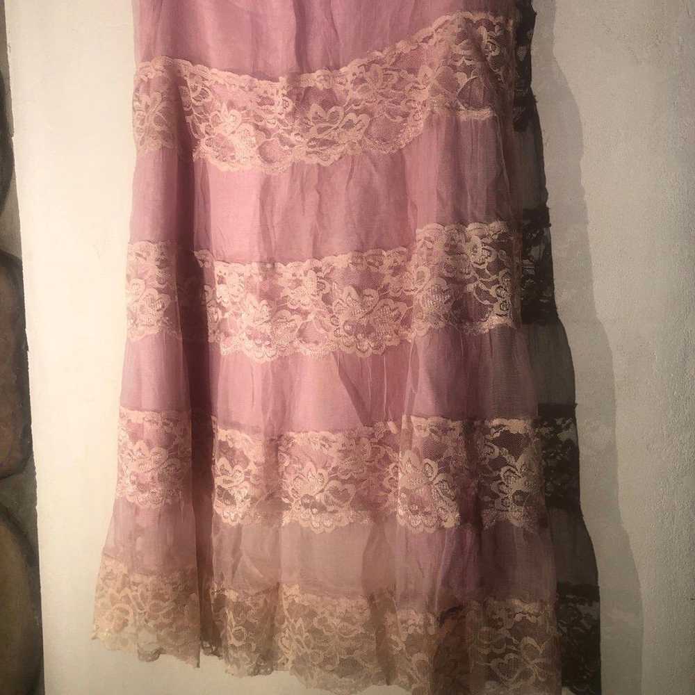 Vintage pink lace below the knee skirt - image 2