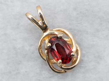 Yellow Gold Garnet Solitaire Pendant - image 1