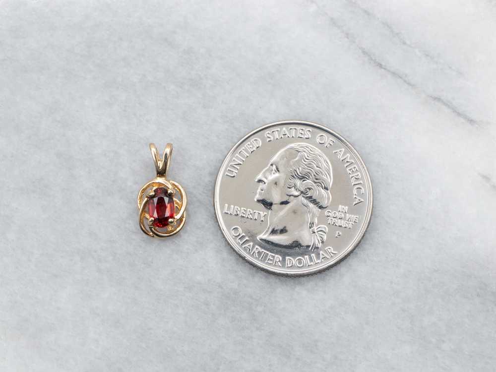 Yellow Gold Garnet Solitaire Pendant - image 3