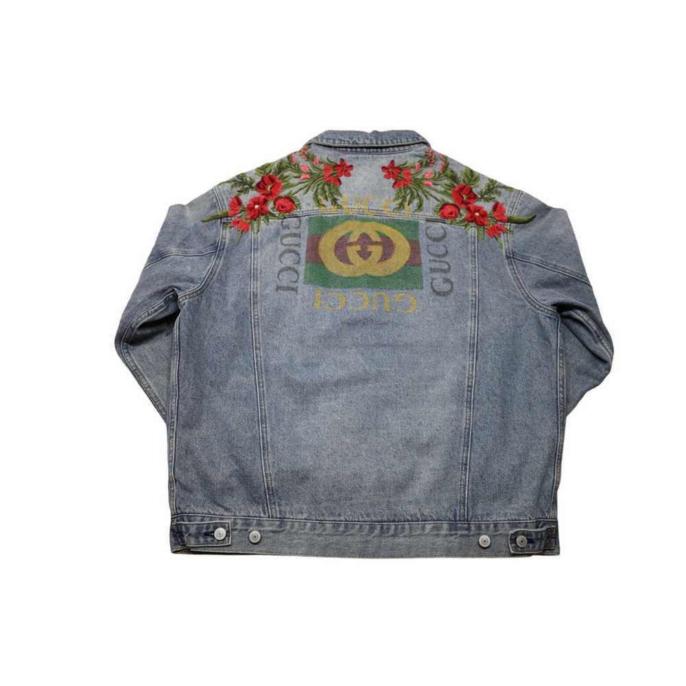 Gucci, Modern floral embroidered denim jacket - image 3