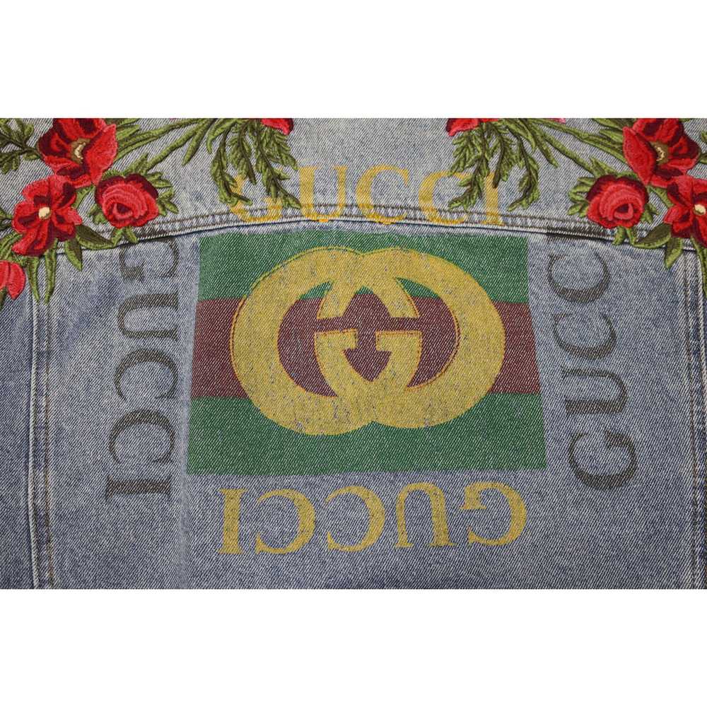 Gucci, Modern floral embroidered denim jacket - image 4