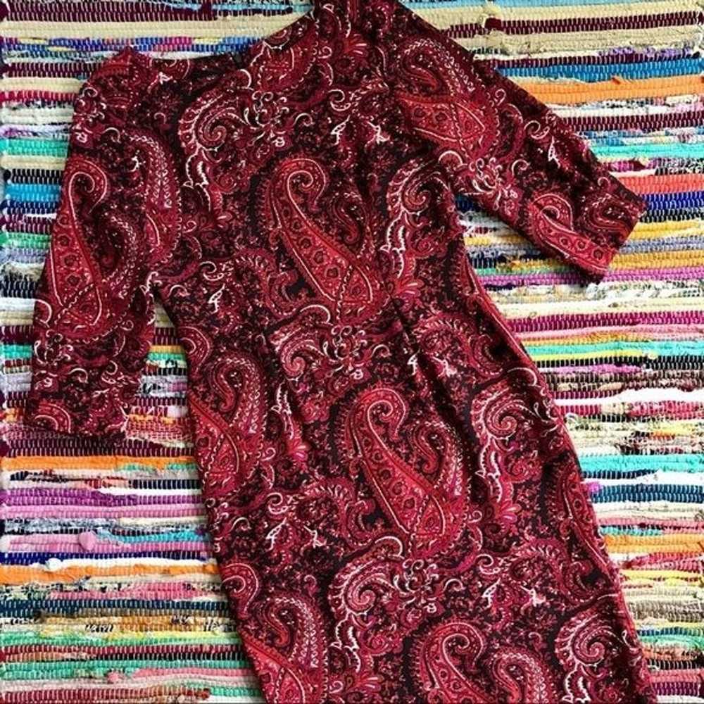Talbots ~ Red paisley shift dress - image 2