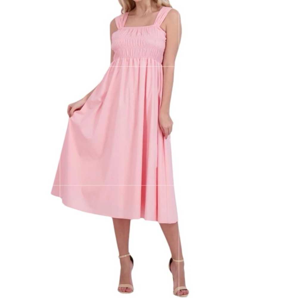 Nanette Lepore Pink Ruched MIDI Dress Size 8 - image 1