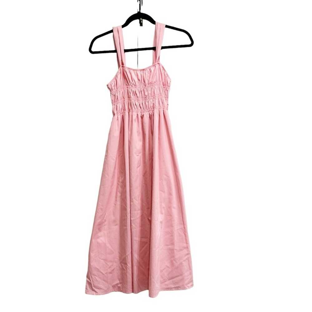 Nanette Lepore Pink Ruched MIDI Dress Size 8 - image 2