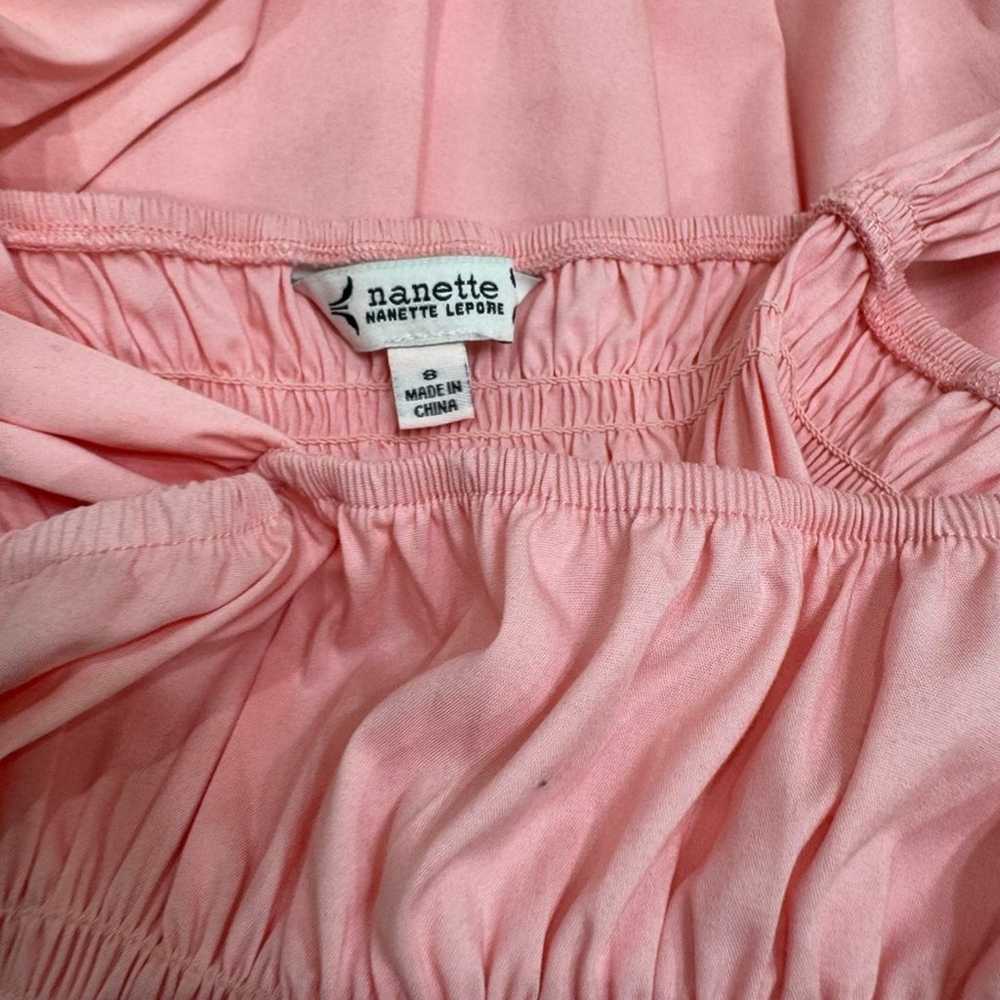 Nanette Lepore Pink Ruched MIDI Dress Size 8 - image 4