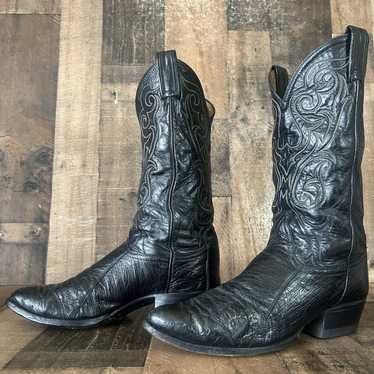 Vintage Tony Lama Men's Black Label Ostrich Leg Cowboy store Boots Size 8 D