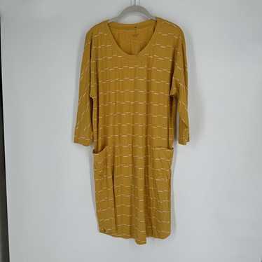 Garnet hill dress women’s medium M yellow organic… - image 1