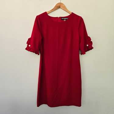 Karl Lagerfeld Red Short Sleeve Lined Dress, Size… - image 1
