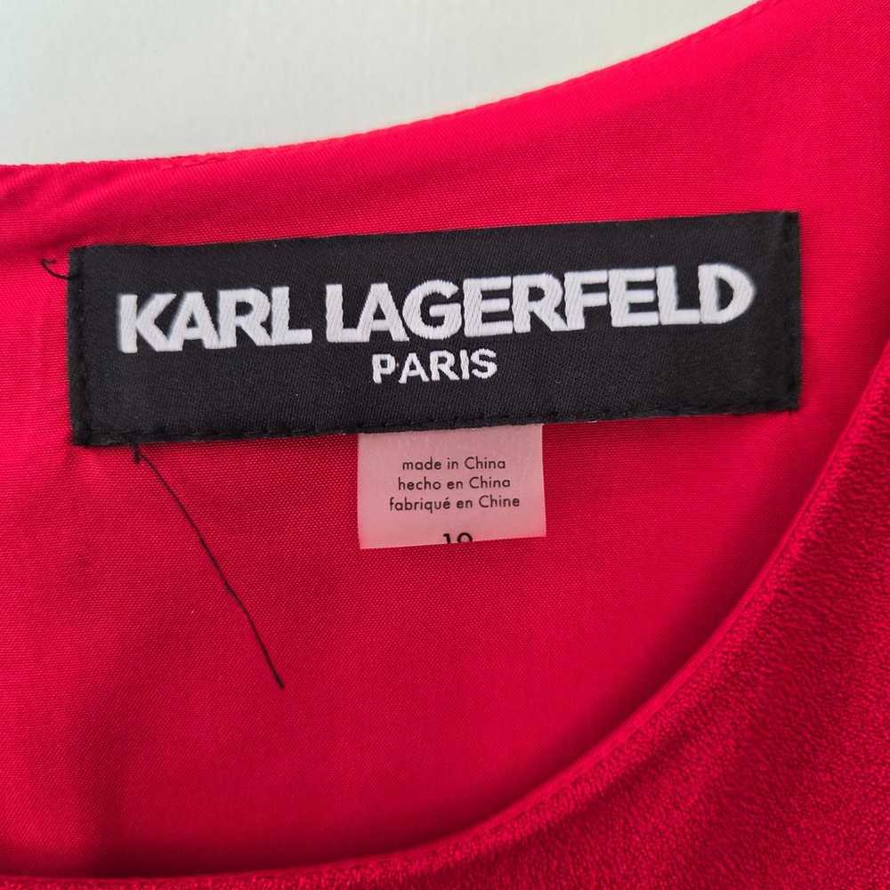 Karl Lagerfeld Red Short Sleeve Lined Dress, Size… - image 4