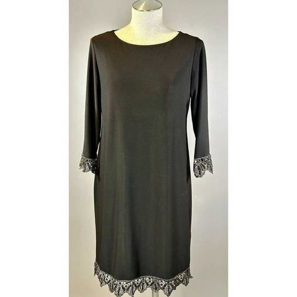 Tiana B Long Sleeve Shift Dress with Sequin Trim … - image 1