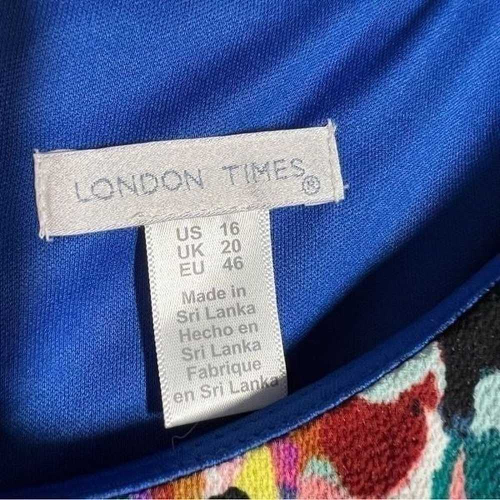 London Times Floral Smocked Waist Puff Sleeve Tie… - image 3