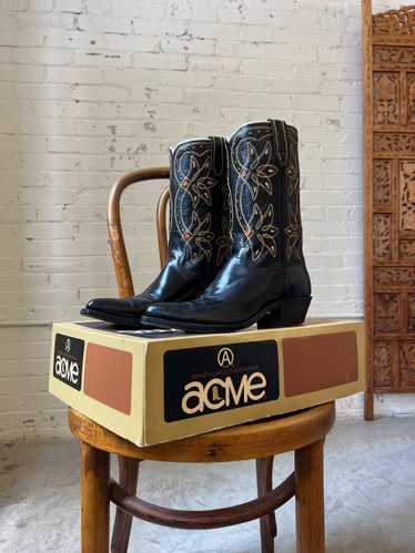 60s New in Box Acme Black Western Boots, Size 8.5 - image 1