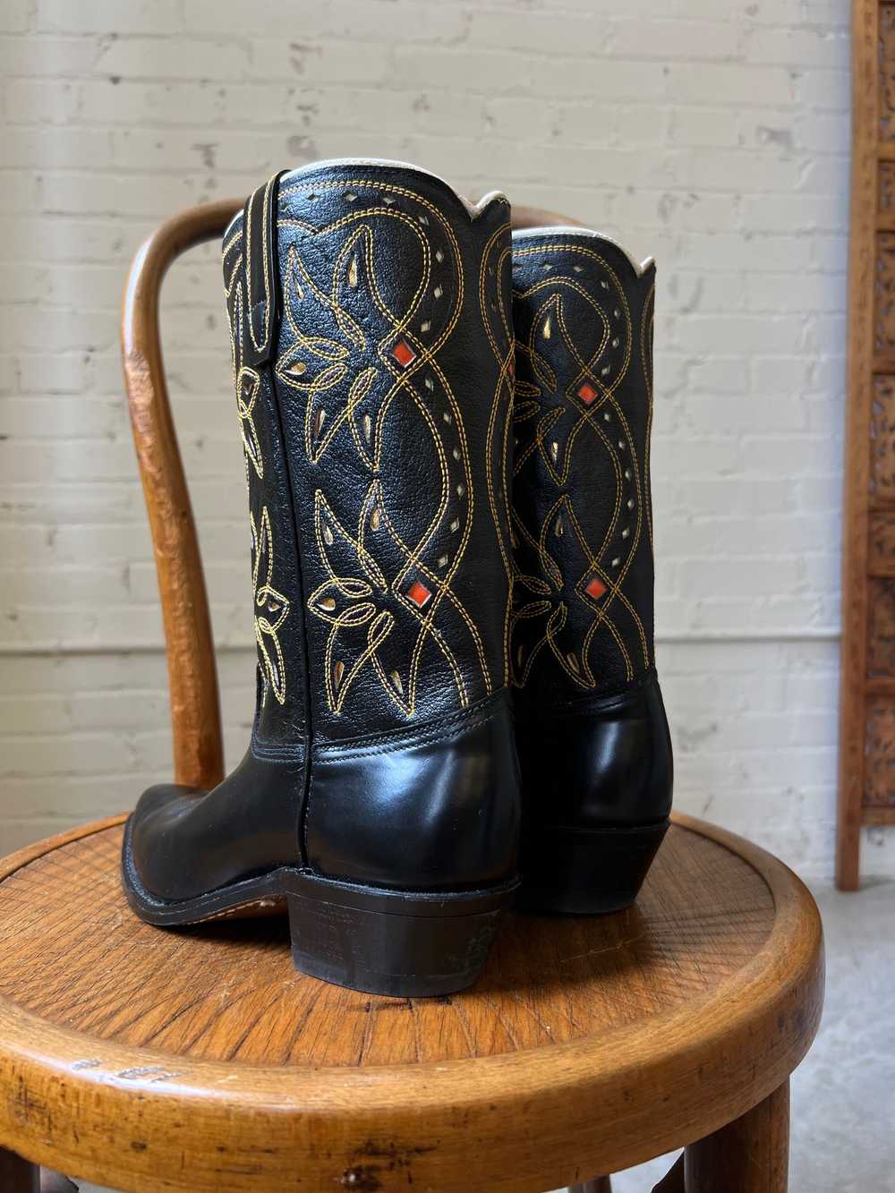 60s New in Box Acme Black Western Boots, Size 8.5 - image 2