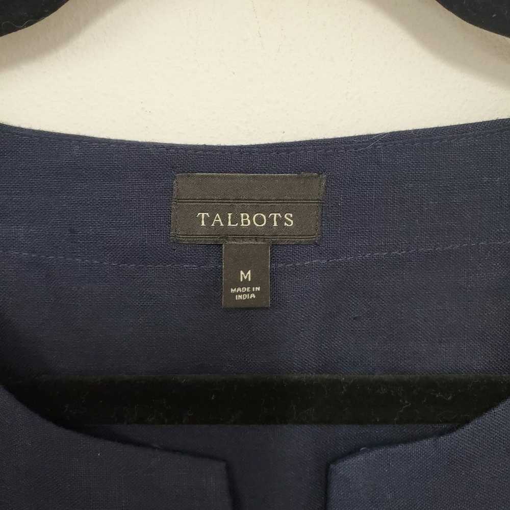 Talbots Navy Blue 100% Linen Midi Dress M Shift B… - image 3