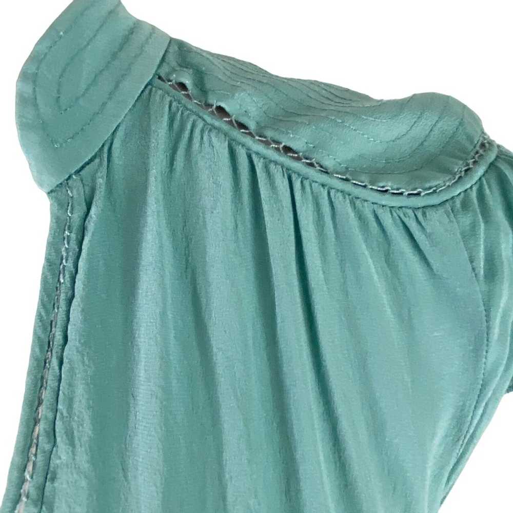 See U Soon Dress Medium Green Silk Cap Sleeves Ru… - image 11